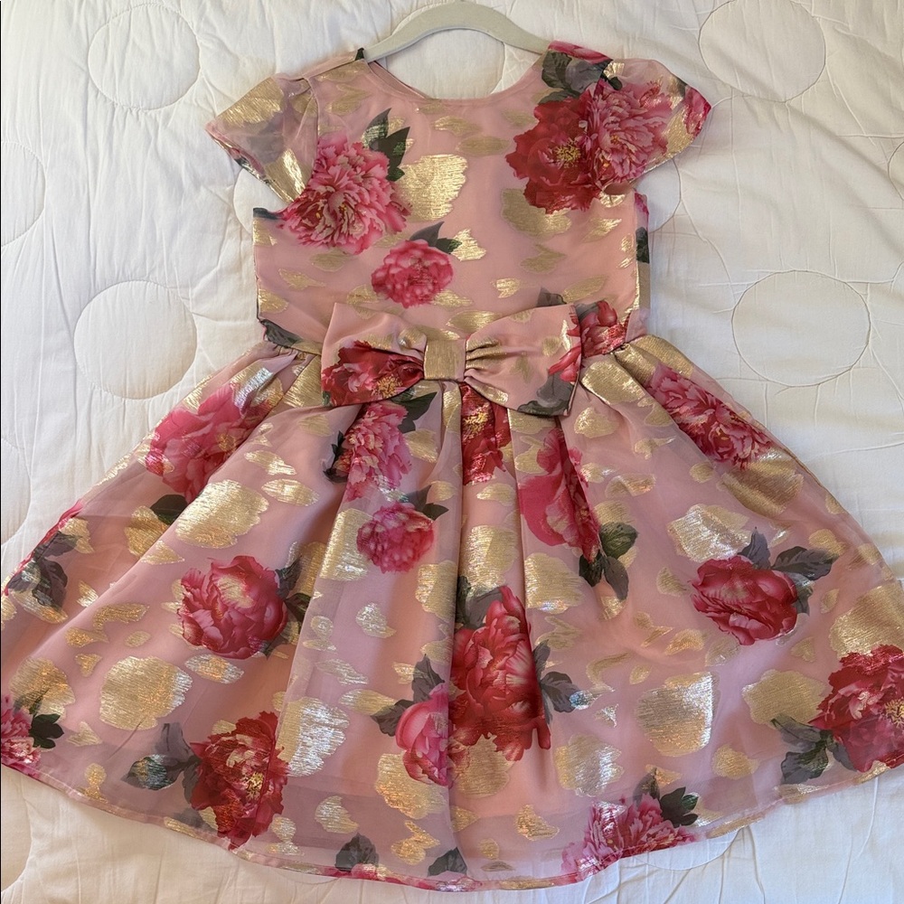 Gymboree Pink and Gold Floral Dress